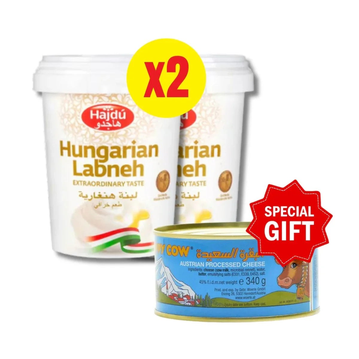 Syrian Flavored Labneh 2 + Happy Cow Processed Cheese Free Gift — Image 1 of 1