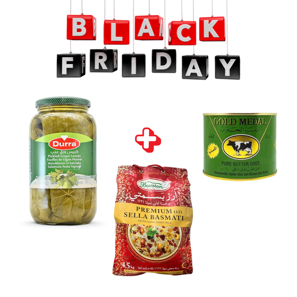 أرز بسمتي فاخر سيلا 1121 + كبيس ورق عنب + سمن البقرة الحلوب - عرض