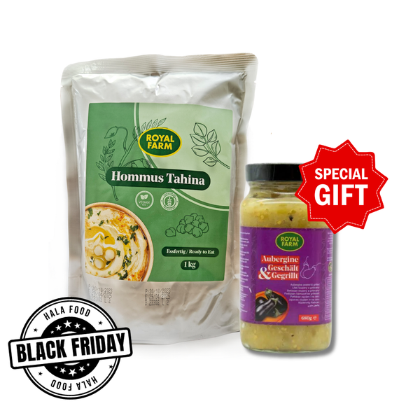 حمص بطحينة + باذنجان مقشر مشوي هدية مجانية