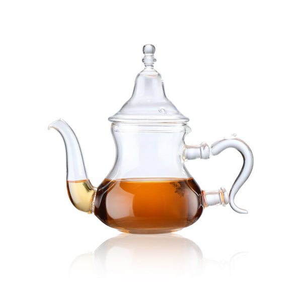 Heat-resistant glass teapot with base