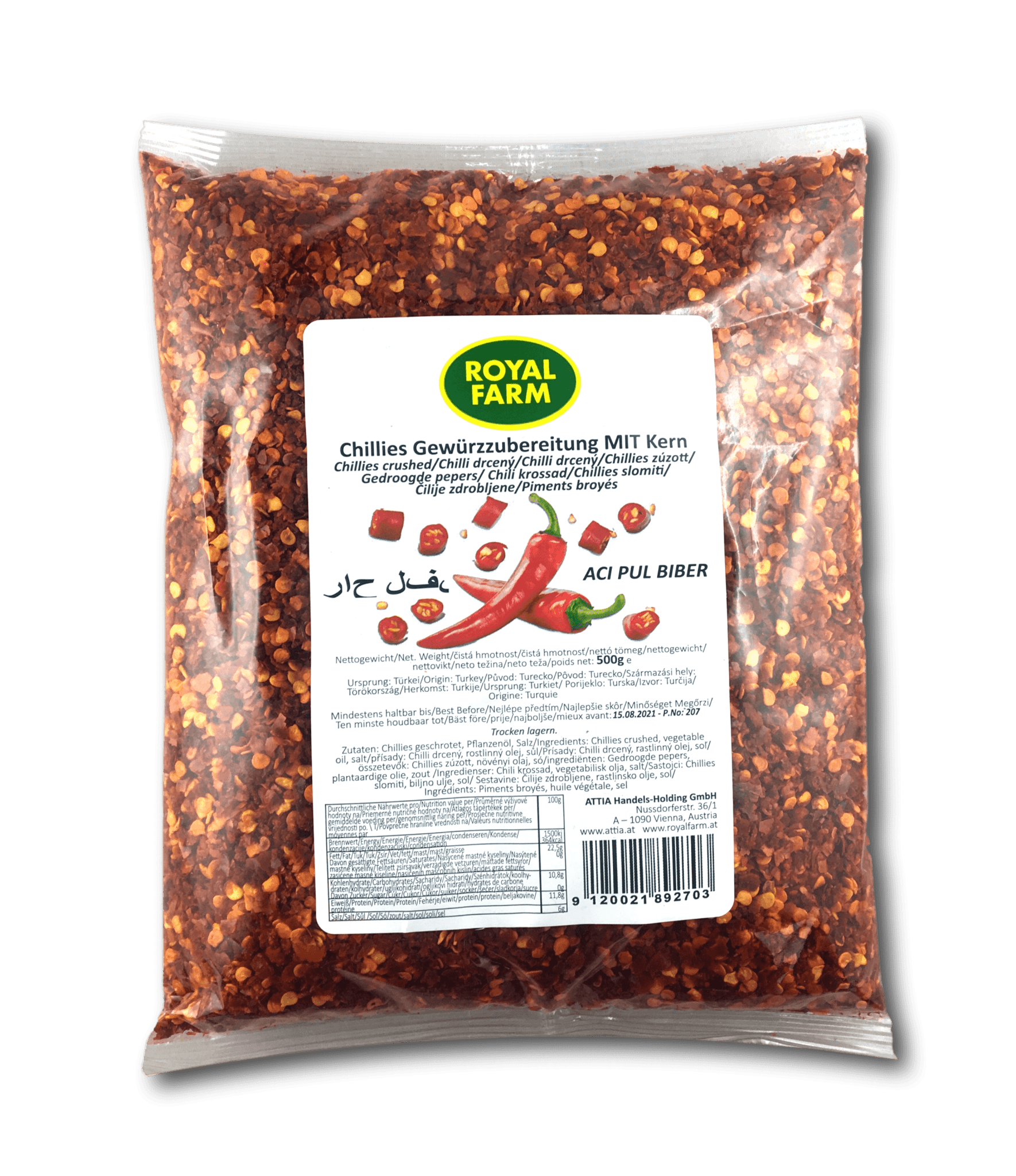 Chillies geschrotet MIT Kern