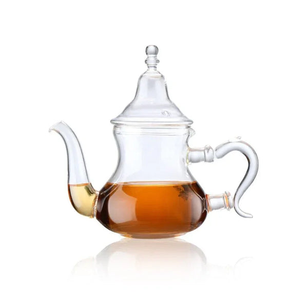إبريق شاي من الزجاج مقاوم للحرارة مع قاعدة