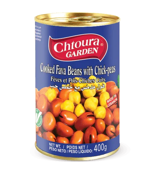 فول مدمس مع حمص حب